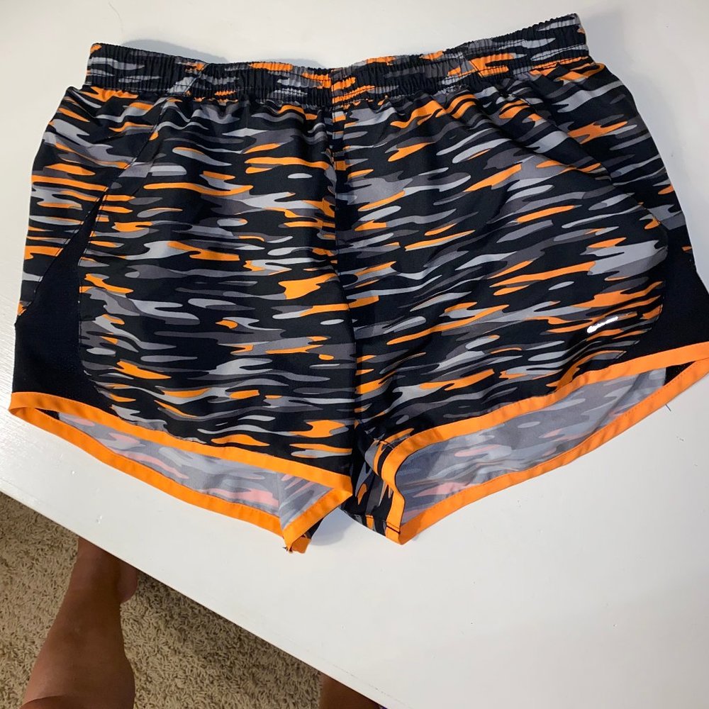 Orange and Grey Striped Nike Shorts